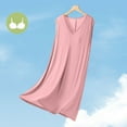 thumbnail image 2 of Bpmpbo Women's with Chest Pads Sleepwear Sleeveless Mid Length Nightgown V Neck Solid Color Drawstring Loose Comfortable Soft Sleepshirt Tank Sleep Dress, 2 of 5