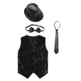 thumbnail image 3 of iiniim Kids Girls Boys Jazz Hip-hop Dance Outfits Vest Crop Top with Hat and Bowtie Necktie Costume Black 9-10, 3 of 7