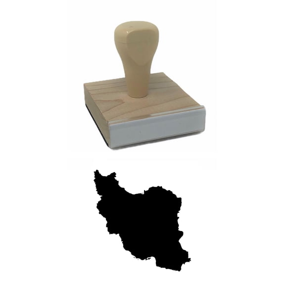 Iran Country Rubber Stamp, 2 X 2" Wood Stamp