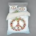 thumbnail image 2 of Ambesonne Colorful Bedding Set 3 Pcs, Peace Sign with Hearts, Twin XL, Multicolor, 2 of 3
