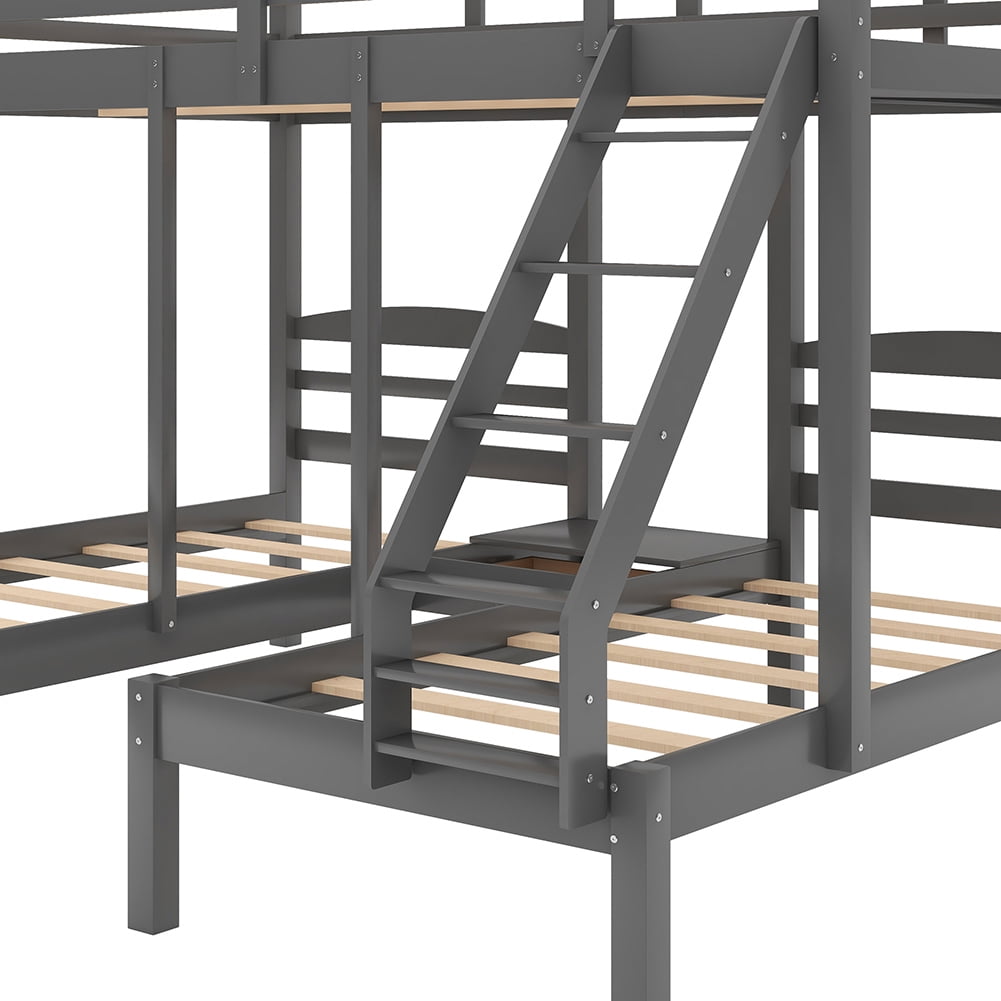 Kadyn Twin Over Twin/Full Bunk Bed, Solid Wood Bunk Bed for Kids/Teens Bedroom/Guest Room Furniture, No Box Spring Needed