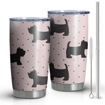 20oz Tumblers Scottish Terrier Stainless Steel Vacuum Insulated Double Wall Travel Tumbler Cups Mug with Lid and Straw,Cleaning Brush for Cold & Hot Drinks