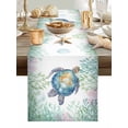 thumbnail image 5 of Summer Blue Sea Turtles Colorful Coral Table Runner 13x60in Non-Slip Cotton Linen Table Runners, Marine Life Dresser Scarves TableRunner for Dinner Kitchen Dining Wedding Party, 5 of 9