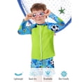 thumbnail image 2 of Lanbubble Toddler Boys Swimsuits Trunk Rashguard Long Sleeve Top Shorts 2 Pieces Bathing Suit Swimwear 3-8Y, 2 of 7
