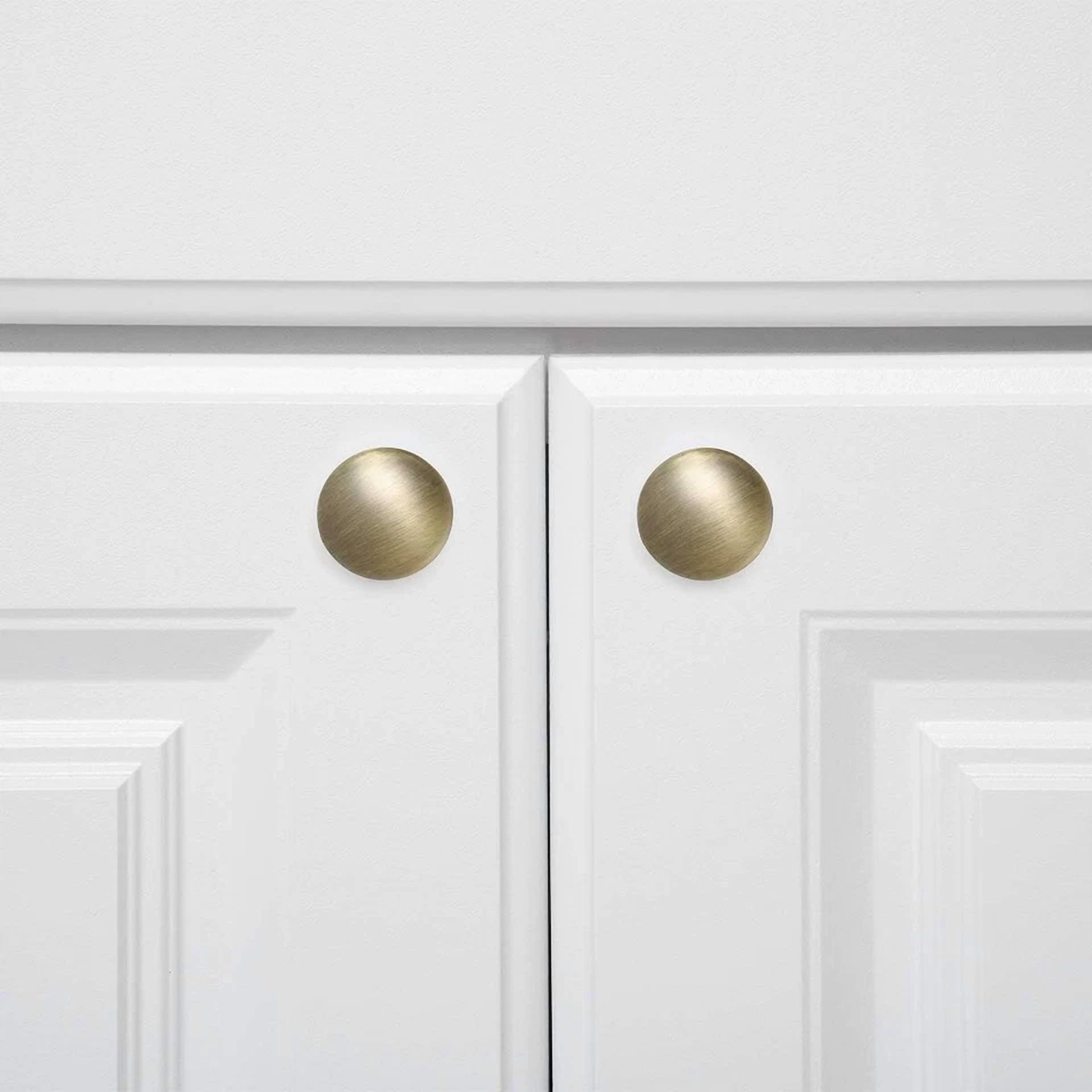 CRESTIN- 10 Pack Antique Brass Cabinet Knobs Door Drawer Pulls Handles Kitchen Hardware