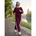 thumbnail image 5 of SHEWIN Womens Sweatsuits 2 Piece Set Fleece Lined Outfits Crew Neck Colorblock Long Sleeve Sweatshirt Jogger Pants Tracksuit Set with Pockets, 5 of 7