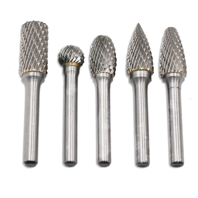 Juego de fresas de carburo de 12 mm con lima de doble corte para brocas, pulido, grabado, taladrado, paquete de 5
