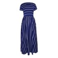 thumbnail image 3 of Robe Maxi à Manches Courtes Marine à Rayures Blanches pour Femmes, 3 of 8