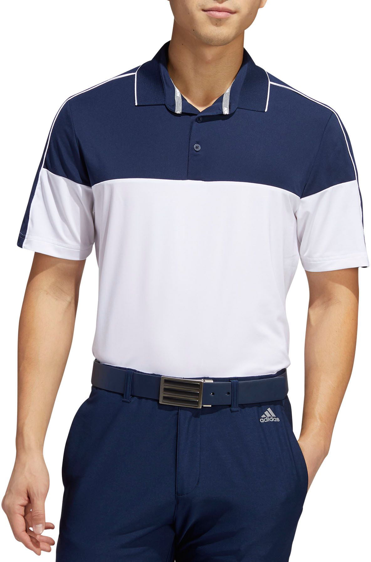 Men's Ultimate365 Striped Golf Polo, Collegiate Navy/White, L - Walmart.com