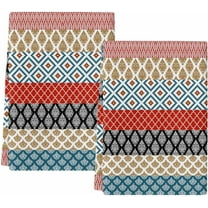 Boho Kitchen Towel Ethnic Boho Hand Towels Dish Towel Geometric Striped Tribal Vintage Hand Towels Set of 2 Absorbent Soft Cotton Dish Cloths Bar Tea Towels for Bathroom Kitchen Farmhouse Boho Decor