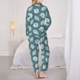 thumbnail image 3 of Pajama Sets for Women 2 Pcs, Green White Conch Button Down Long Sleeve Sleepwear Lounge PJ Sets, 3 of 6