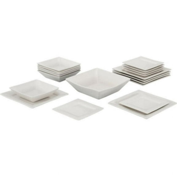 10 Strawberry Street Nova 19 Piece Square Dinnerware Set in White