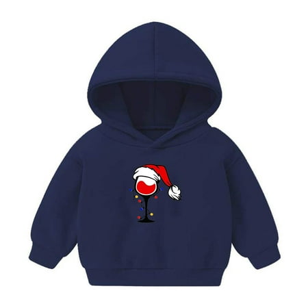 

HBYJLZYG Christmas Hoodies Sweaters Toddler Baby Sweatshirts Long Sleeve Pullover Xmas Red Wine Cup Printed Novelty Xmas Tops For The Baby Gift