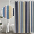 thumbnail image 5 of Blue Yellow Orange Striped Shower Curtain, Waterproof Shower Curtains for Bathroom, Farmhouse Stripes Vintage Washable Fabric Bathtub Curtain Set Bath Decor with 12 Hooks 48"x72", 5 of 8