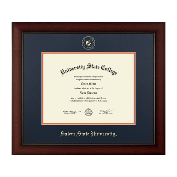 Framerly - Salem State Diploma Frame with Navy and Orange Mat