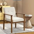 thumbnail image 2 of Costway Chaise d'Appoint Moderne Fauteuil en Tissu de Lin Rembourré avec Pieds en Bois Massif, 2 of 8