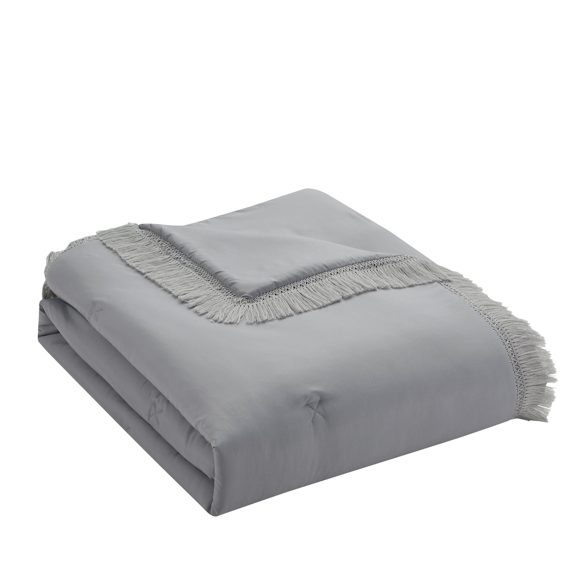 VCNY Home Ultimate Bedding Bundle 10-Piece Grey Cross Stitch Bed in a Bag, Twin/Twin XL