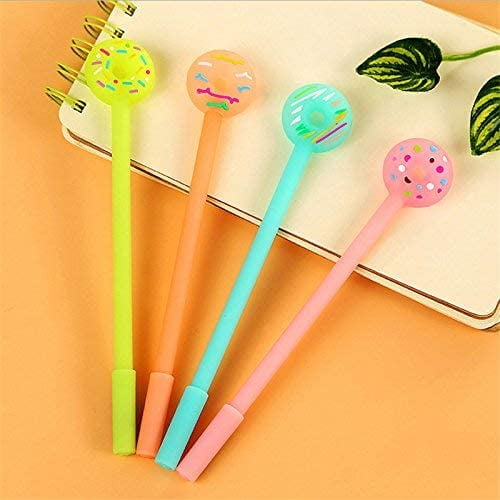 Southwit 4 Pcs Creative Cartoon Donuts Black Ink Gel Pen 0.38mm Fine Tip Rollerball Pens School Office Supplies Stationery for Kids Children Student Gift - Random Color Useful and Professional