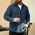 thumbnail image 7 of YYDGH Mens Casual Corduroy Shirt Long Sleeve Button Down Shirts Casual Lightweight Shacket Jacket with Pockets Navy Blue XXL, 7 of 7