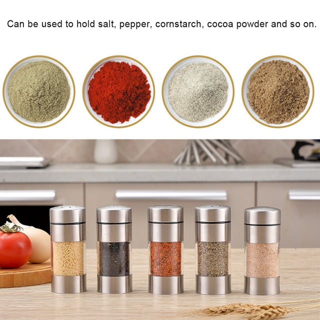 Jar de condimentos de acero inoxidable, TANQUE DE PIMIENTA, Transparente Duradero Evita Polvo Para La Cocina en Casa