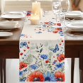 thumbnail image 3 of Table Runners 72 Inches Long Dress Scarves, Red Blue Flowers Farmhouse Kitchen/Dining Table Runner, Coffee Tablerunners, Spring Floral Farmhouse Botanical Rustic 18x72 Inch, 3 of 9