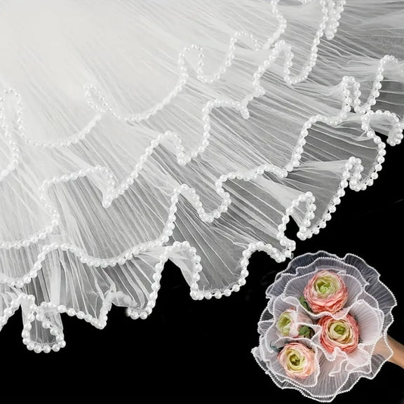 4.37 Yards Flower Wrapping Paper, Bouquet Wrapping Paper, Floral Wrapping Mesh Paper for Mother's Day Valentine's Day Christmas Wedding Gift Packaging