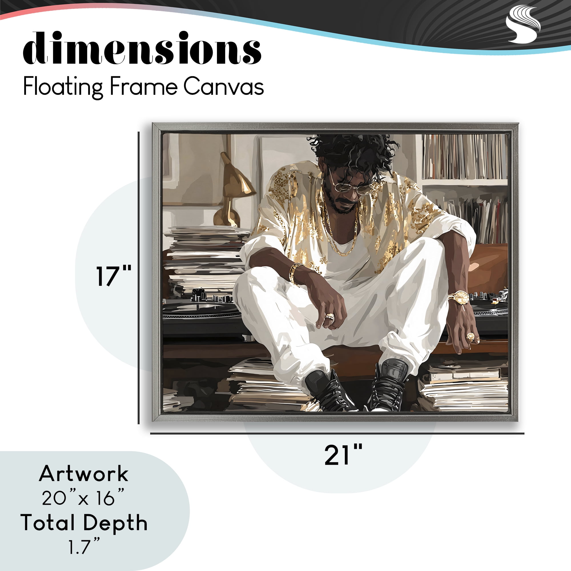 Stupell Industries DJ with Record Collection Gray Framed Floater Canvas Wall Art, design by Franklyn Gregory