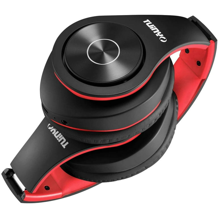 TUINYO Bluetooth Headphones Over Ear Stereo Wireless Headset 40H Playtime with Deep Bass Soft Memory Protein Earmuffs Built in Mic Wired Mode PC Cell Phones Black red Black Red Walmart