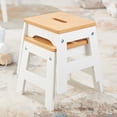 thumbnail image 2 of Melissa & Doug Wooden Stools – Set of 2 Stackable, Portable 11-Inch-Tall Stools (Natural/White), 2 of 5