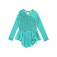 thumbnail image 3 of Xnihocha Girls Figure Ice Skating Dance Dress Sheer Mesh Sparkly Ballet Leotard Mint Green 6, 3 of 5
