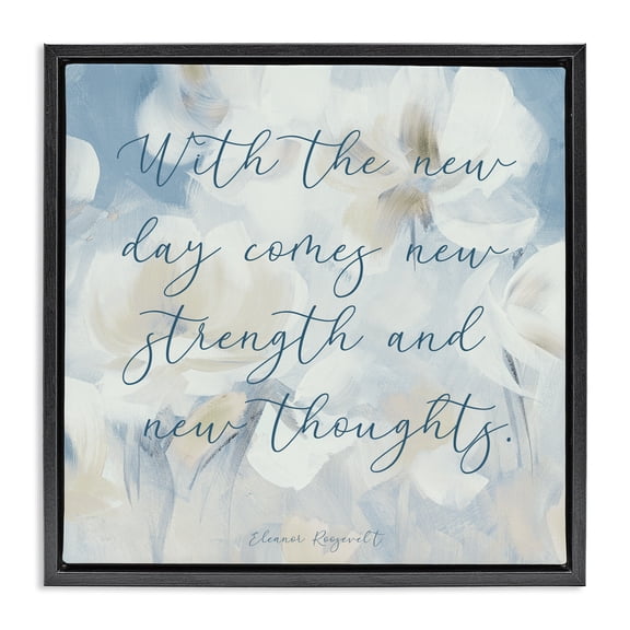 Stupell Industries Farmhouse Strength & New Thoughts Quote Black Floating Frame Canvas Art, 18 x 18, by Lanie Loreth