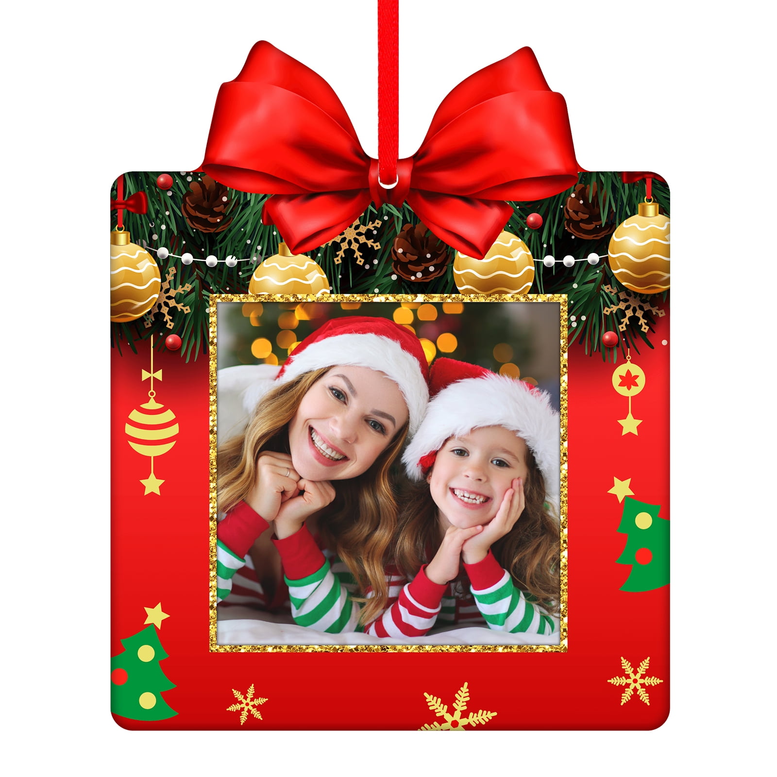 WaaHome Christmas Picture Frame Ornaments 2022 Personalized Photo Frame