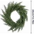 thumbnail image 2 of Green Pine Wreath, Natural Rattan Base, 14-Inch, Christmas Front Door Decoration, 2 of 6