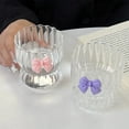 thumbnail image 6 of Ribbed Glass Cups, 10 Oz Vintage Drinking Glassware with Bow, Bubble Cups for Iced Coffee, Juice, Beverage, Milk, Cocktails, Juice , Bubble Tea, 6 of 9