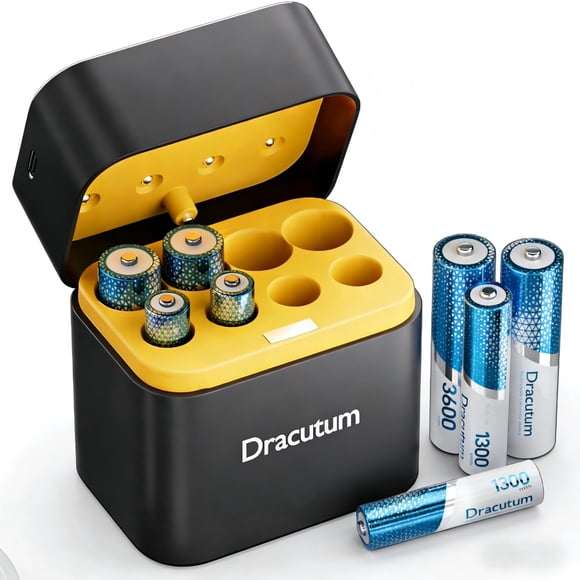 Kit de baterías recargables Dracutum AA y AAA 3600mWh y 1300mWh