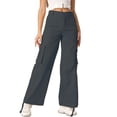 thumbnail image 2 of LWavelet Durable Fabric Cargo Wide Leg Pants Women Daily Casual Wear Dark Gray XXL, 2 of 4
