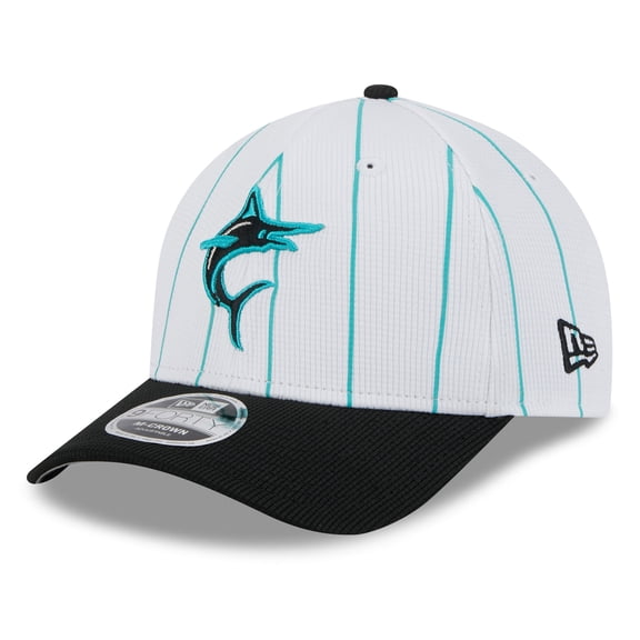 Men's New Era  White/Black Miami Marlins 2025 Batting Practice 9FORTY M-Crown Adjustable Hat