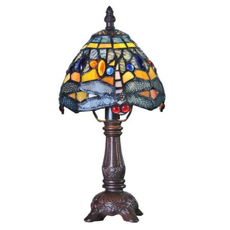 14 Stained Glass Hanging - River of Goods 9159 Stained Glass Hanging Head Dragonfly Table Lamp