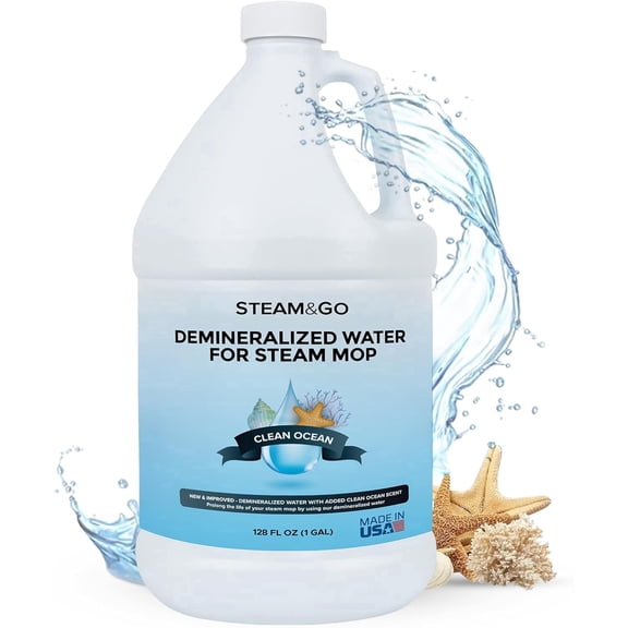 STEAM AND GO Demineralized Water Floor Cleaner Solution for Steam Mops, Clean Ocean, 1 gal