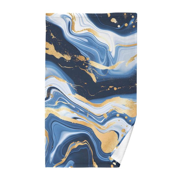 Marble Blue Gold White Abstract Cotton Face Towels Absorbent Hand Towel Soft Bathroom Towel for Kitchen Hotel Decoration