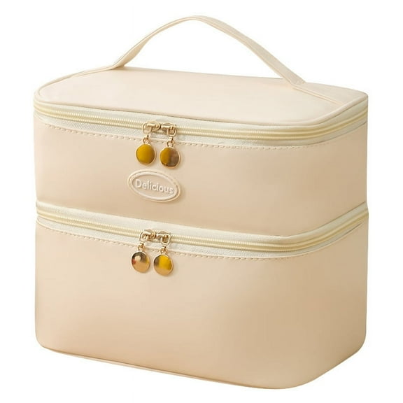 Orblyn Lunch Bag & Lunch Box for Men Women Double Deck - Leakproof Insulated Soft Large Adult Lunch Cooler Bag for Work (Apricot white)