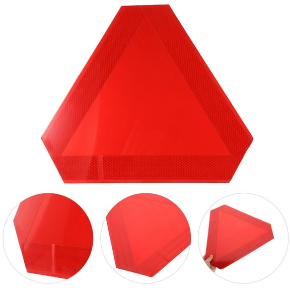 FUEENIRVA Reflective Safety Sign Slow Moving Vehicle Sign Aluminum Red 1Pack 15.72X13.76X0.02in