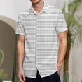 thumbnail image 2 of Camisas Oversize Hombre Camisa de vestir de manga corta para hombre Camisa con estampado de lunares de ajuste regular con bolsillo Camisa con botones informales (Grey, L), 2 of 5