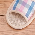 thumbnail image 3 of Pantuflas de lino a cuadros, pantuflas de algodón, antideslizantes, para parejas, para interiores, de madera, geniales para hombres y mujeres, 3 of 4