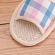 thumbnail image 3 of Pantuflas de lino a cuadros, pantuflas de algodón, antideslizantes, para parejas, para interiores, de madera, geniales para hombres y mujeres, 3 of 4