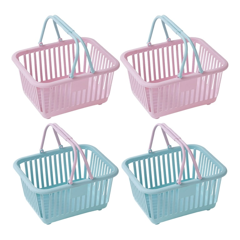 4pcs Small Plastic Baskets with Handles for Bathroom Kitchen Playroom Shopping, Size: 16x13cm