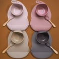 thumbnail image 3 of BPA Free Baby Silicone Tableware Waterproof Bib Flexible Saliva Towel Solid Color Sucker Bowl And Spoon for Children (muted), 3 of 7