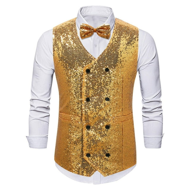 pstuiky Camisetas sin mangas para hombre, Blusa sin mangas con cuello en V, botones y pajarita con bolsillos estampados a la moda para hombre Chaleco de hombre m