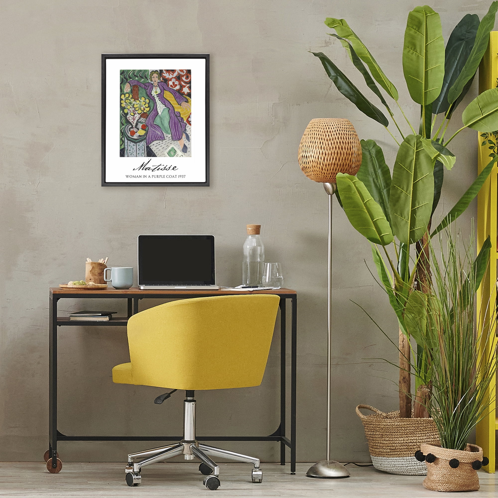 Stupell Industries Matisse Woman In Purple Coat Black Framed Floater Canvas Wall Art, design by Vintage Hustle