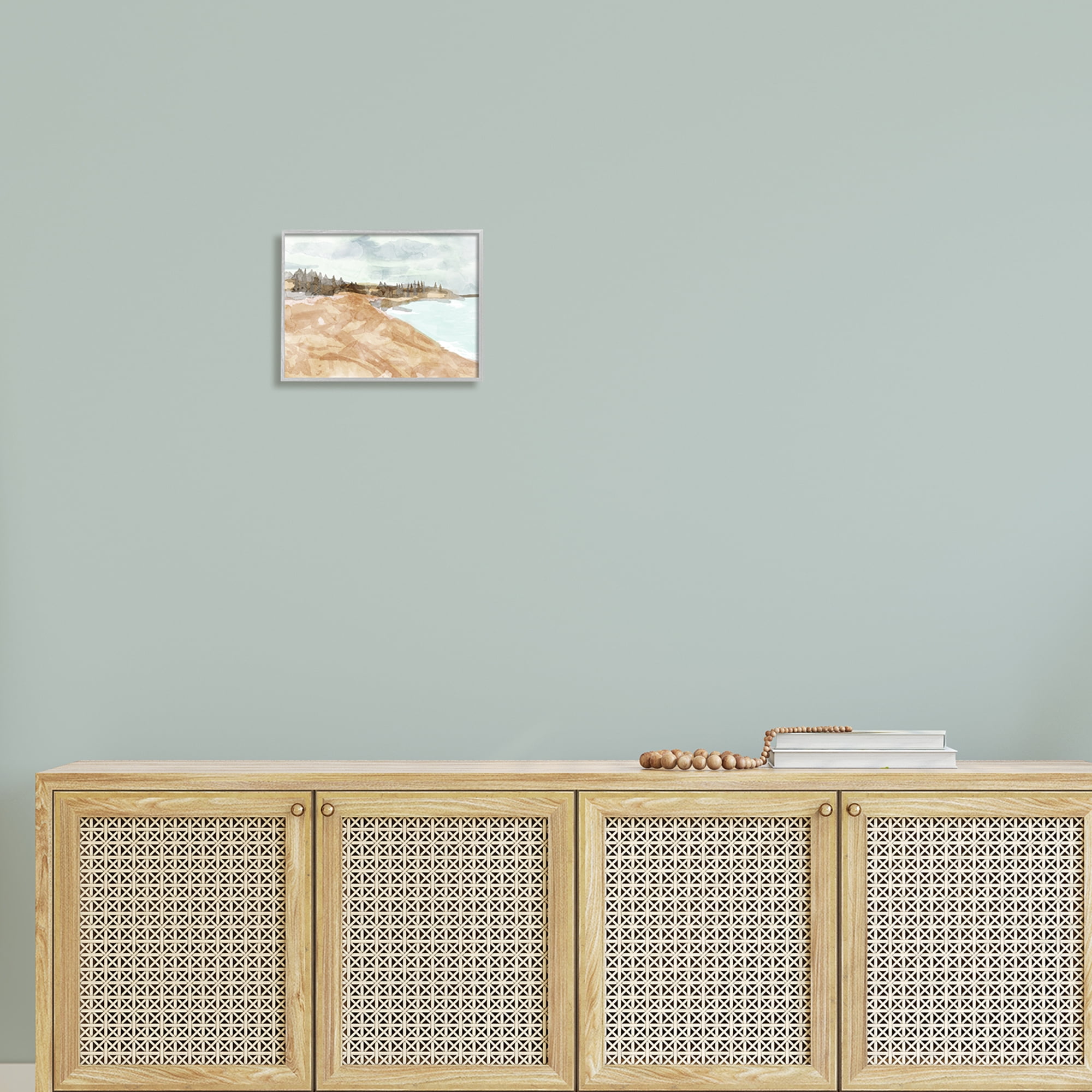 Stupell Abstract Sandy Beach Coastal Landscape Landscape Painting Gray Framed Art Print Wall Art
